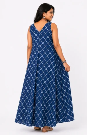 indigo flare-BACK-dress-wovenery