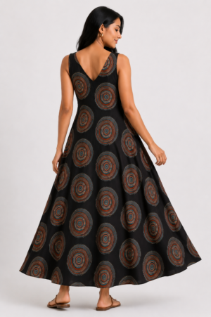 Black flare dress-BACK