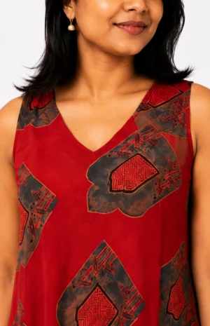 red flare dress-closeup.wovenery