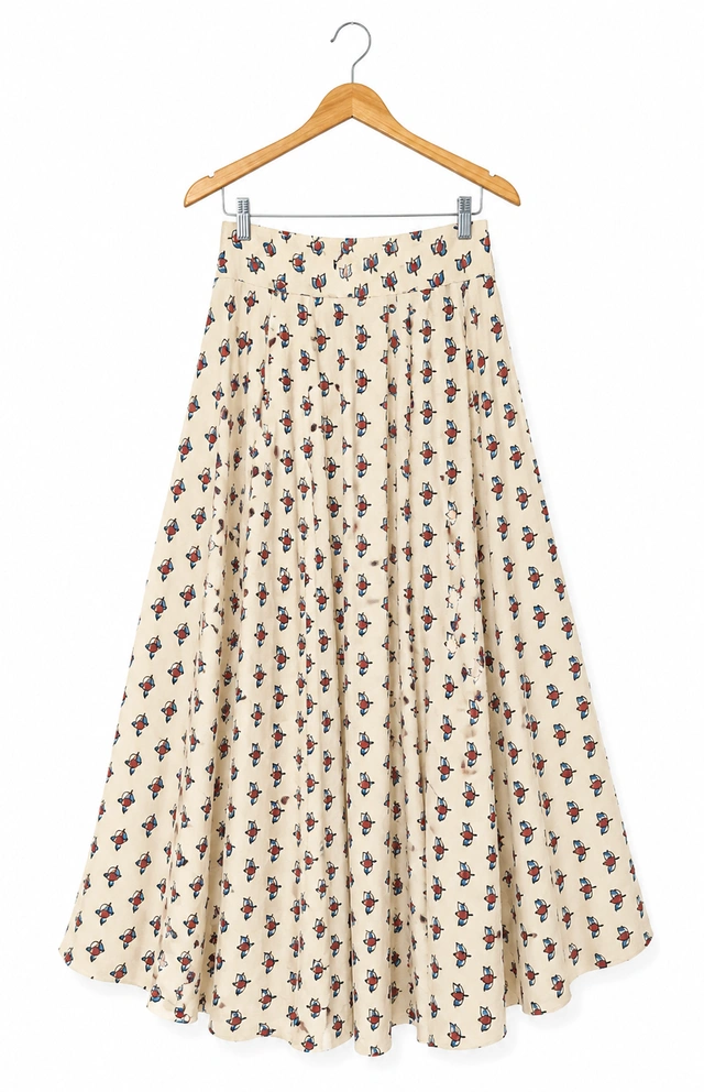 Ajrakh White Skirt