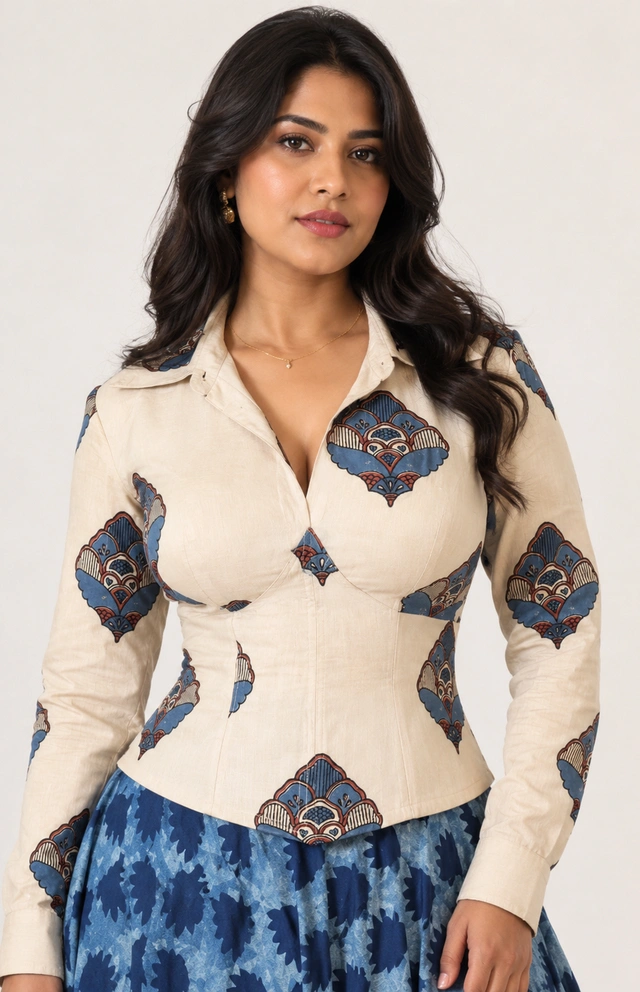 Ajrakh Corset Shirt