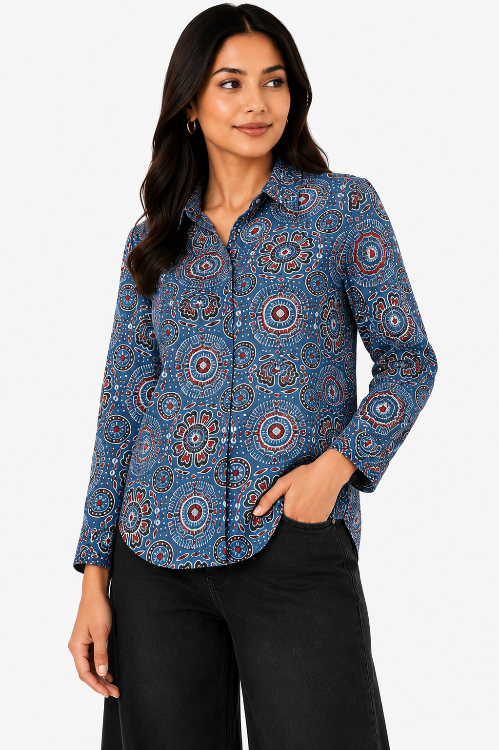 blue modal shirt-closeup