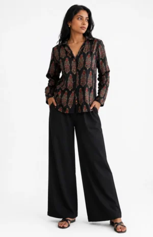 black modal hand block printed shirt