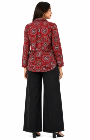 red modal silk shirt-B-wovenery