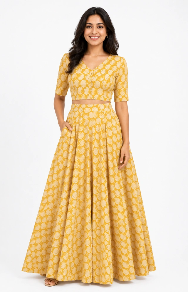 yellow ajrakh set