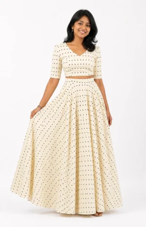 polka printed skirt and Blouse