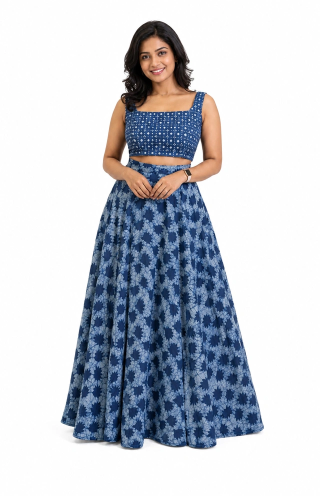 Indigo skirt and Blouse
