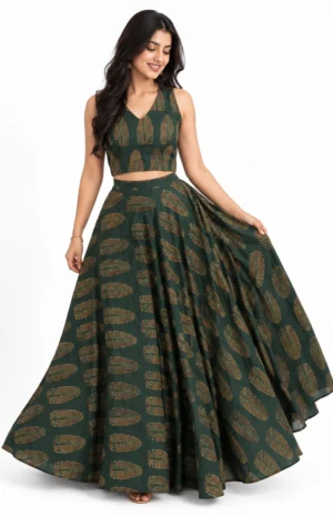 Green skirt set