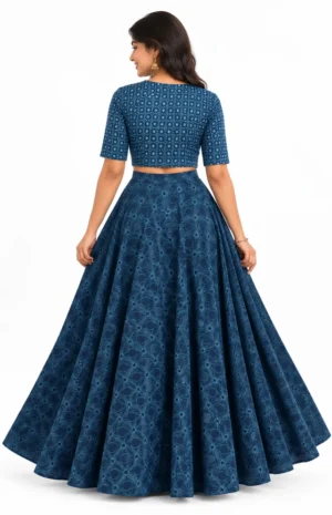 Indigo skirt set-B