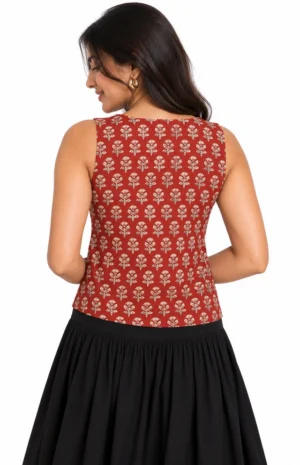 ajrakh maroon boho top-B