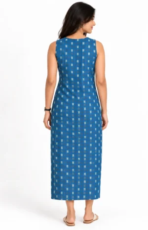 indigo black print dress-B