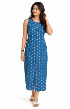 indigo blockpint dress