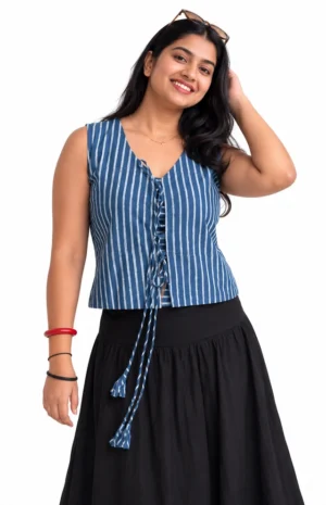 indigo boho top-F