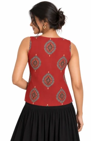 maroon boho top-B