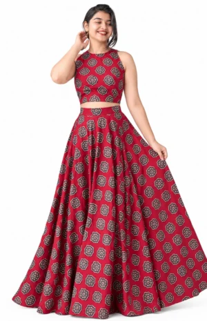 maroon skirt set-F