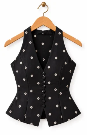 Black Patterned Vest top
