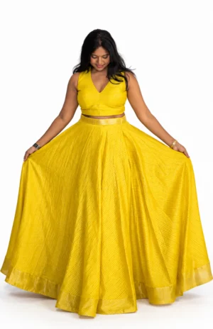 Lime Yellow Silk Set
