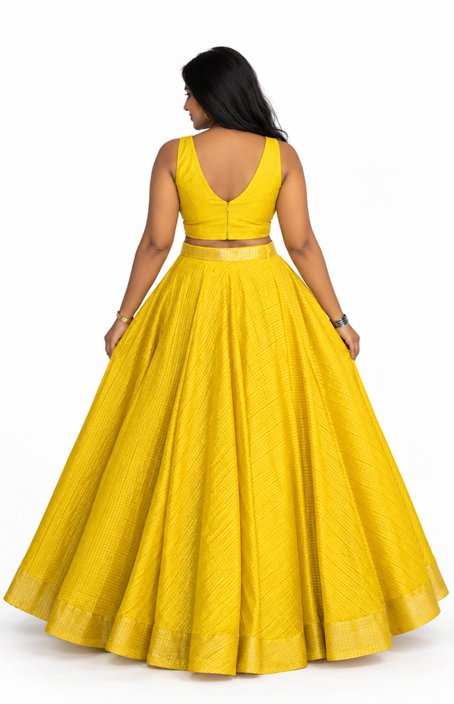 Lime Yellow Silk Set