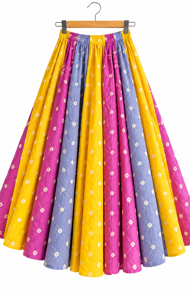 Hand-Dyed Bandhani Kali Skirt