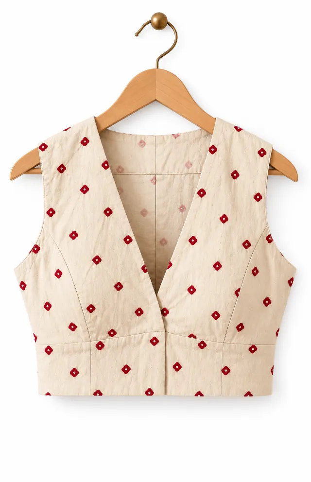 Hand-Tied Bandhani Cotton Blouse