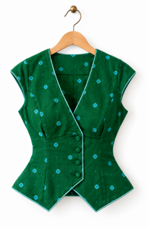 Emerald Green Embroidered Wrap Vest-2_640x992