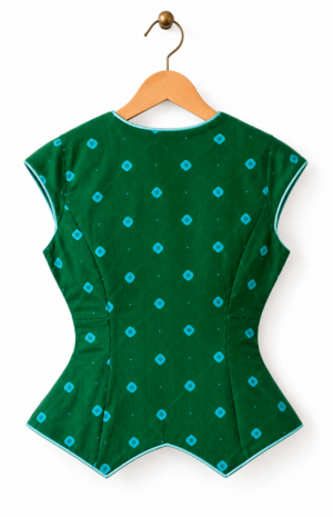 Emerald Peplum Top on Wooden Hanger_640x992