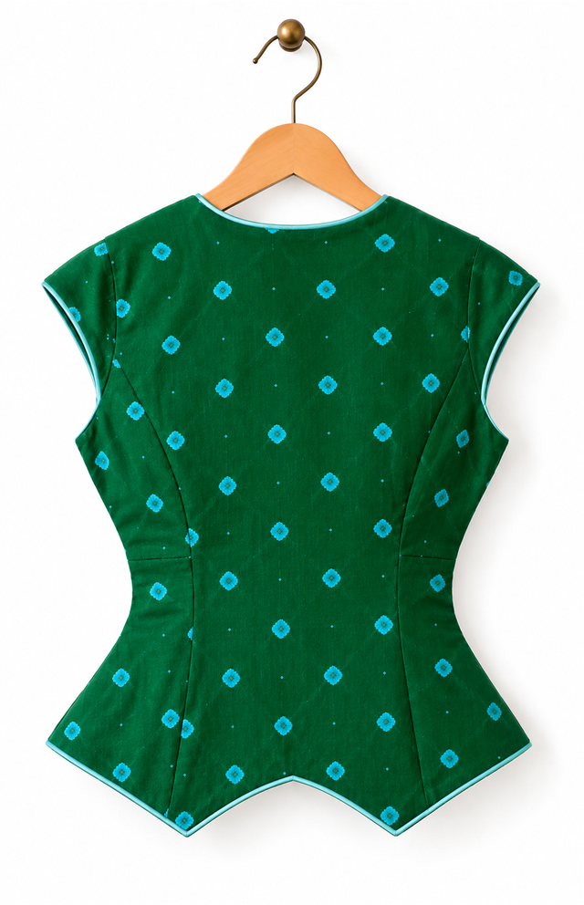 Emerald Peplum Top on Wooden Hanger_640x992