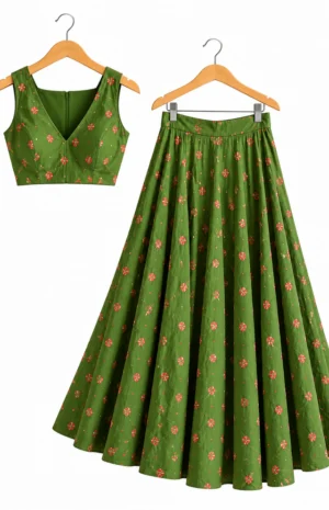 Green hand cotton pure bandhini
