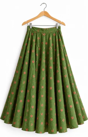 Green bandhini skirt