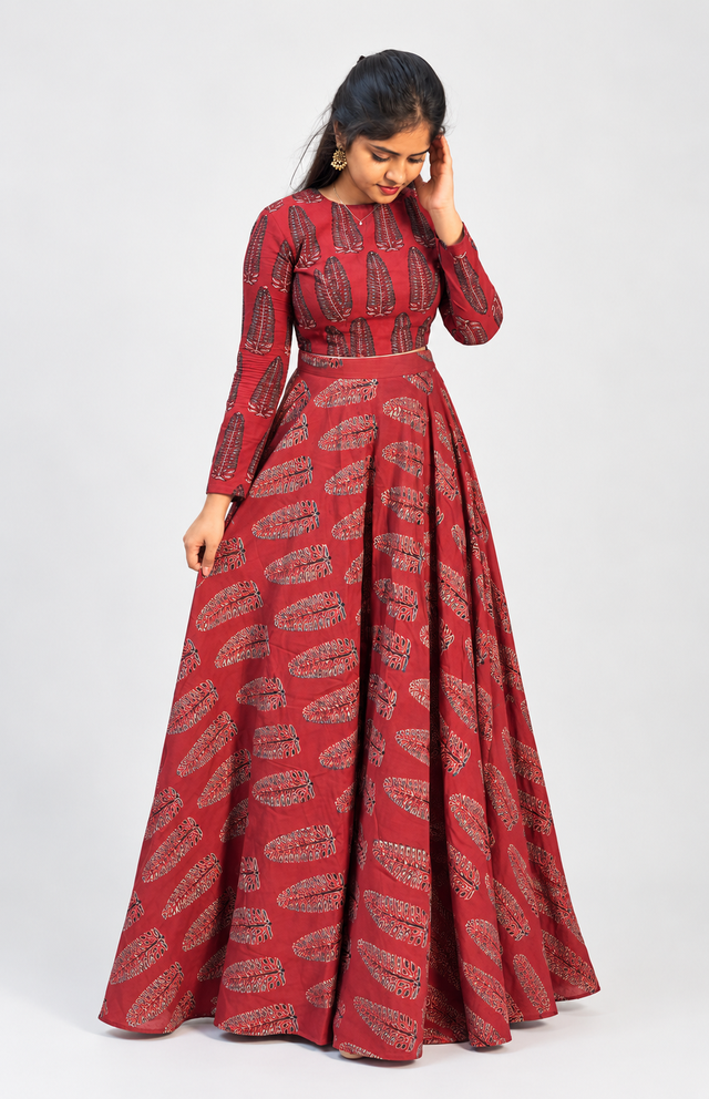 Ajrakh Fern HandBlock print Set