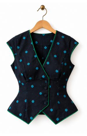Navy Floral Vest with Green Trim-1_640x992