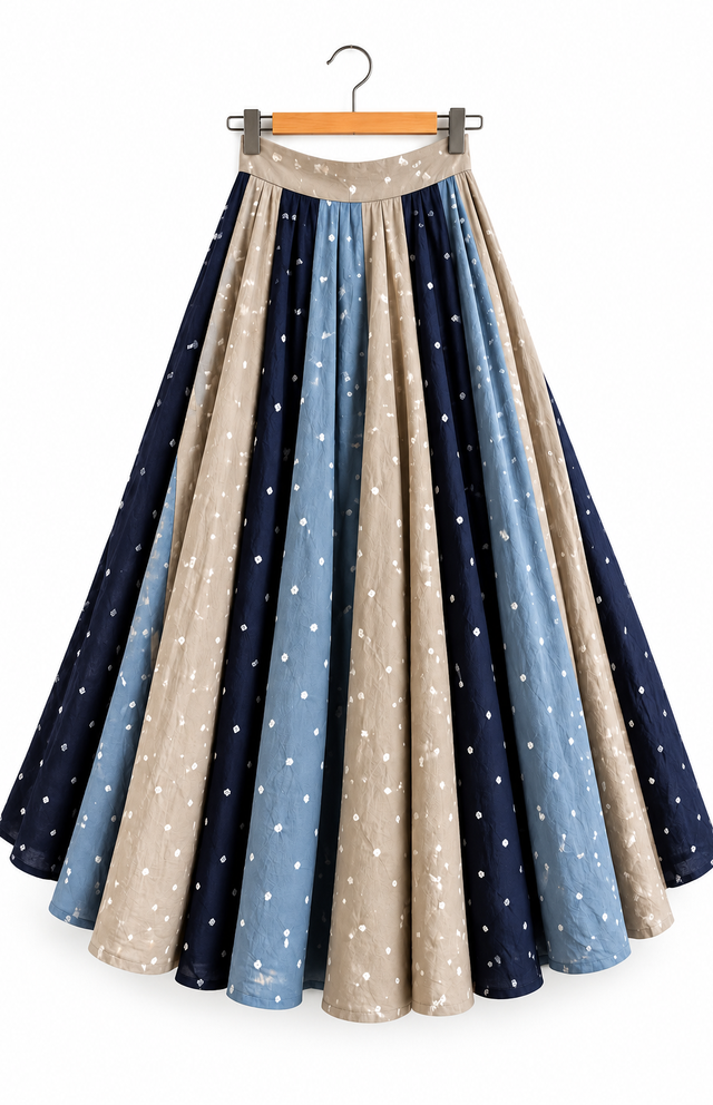 Hand-Dyed Bandhani Kali Skirt