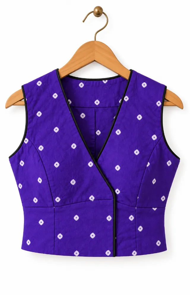 Hand-Tied Bandhani Cotton Blouse