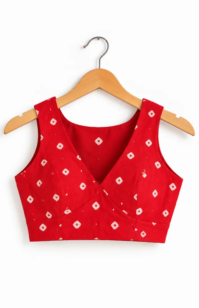 Hand-Tied Bandhani Cotton Blouse