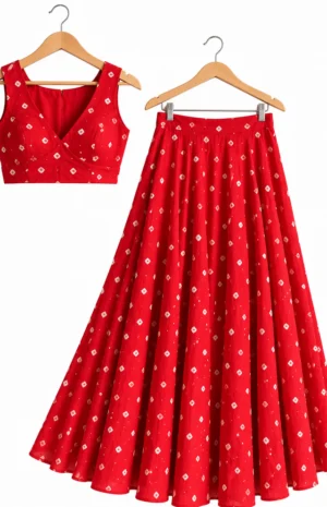 Red BandhaniLehenga