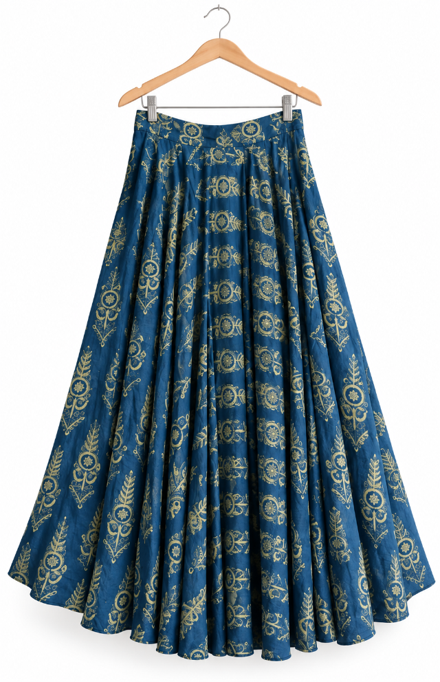 Pure Modal Silk Hand Block Printed Skirt