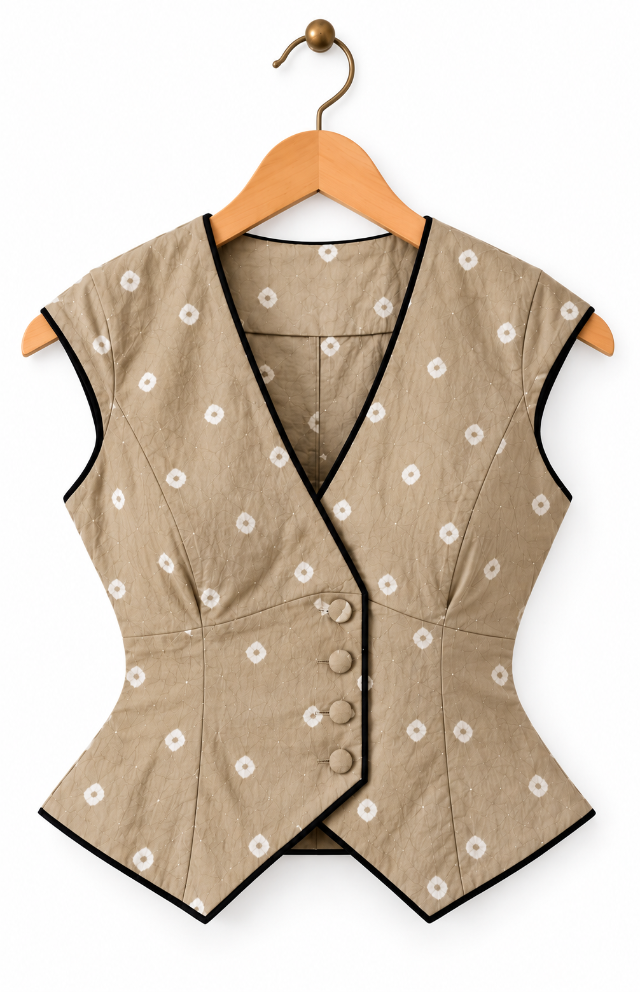 Pure Cotton Hand-Tied Bandhani Waistcoat Top